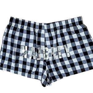 PINK Victoria's Secret Naughty Sleep Shorts Plaid Cotton Pull On Elastic Waist
